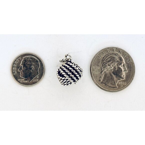 Vintage 925 Sterling Silver Rope Love Knot Pendant 12.3mm, 4.1g Estate Jewelry - Picture 3 of 5